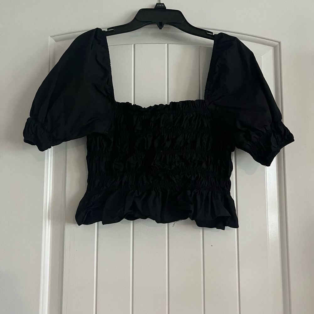 Ruffled Black Crop Top